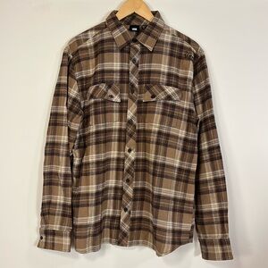 Vans Brown Plaid Men's Flannel Shirt button down collared size M